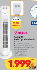 ALTUS AL 30 TF KULE TİPİ VANTİLATÖR